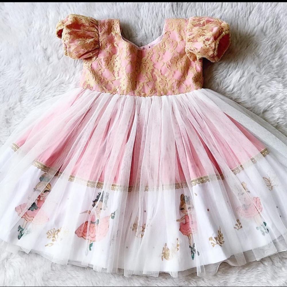 Sab & Bella Original Custom made ballerina dress 3/4T. Handmade&hand painted.